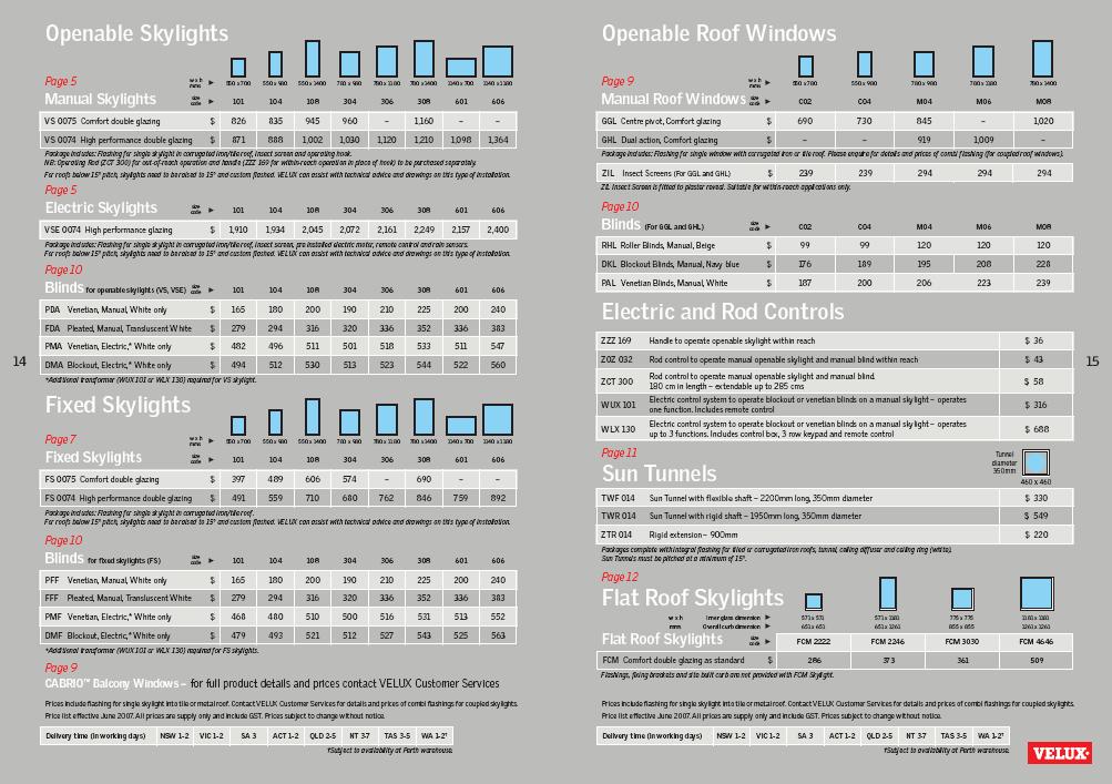 www.ibs.com.au :: velux price list